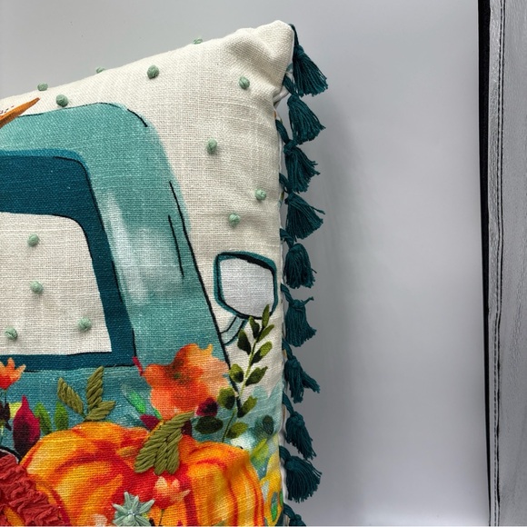 Pioneer Woman Charlie Pillow Bassett Hound Dog Pumpkin Embroidered Fall Truck - Picture 6 of 10